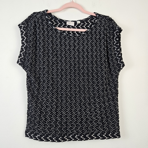 Anthropologie Postmark Boat Neck Top Cap Sleeve Stretch Textured Knit Womens M - Picture 2 of 7